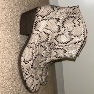 Snakeskin booties size 8